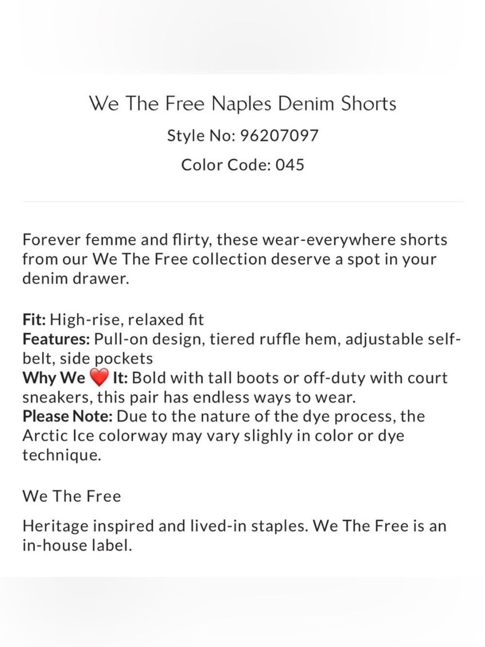 NWT Free People We The Free Naples Light Blue Arctic Denim Ruffle Shorts Size M - Picture 9 of 10